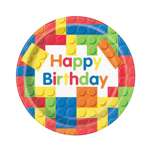 Picture of BUILDING BLOCK PAPER PLATE 23CM 8 PACK